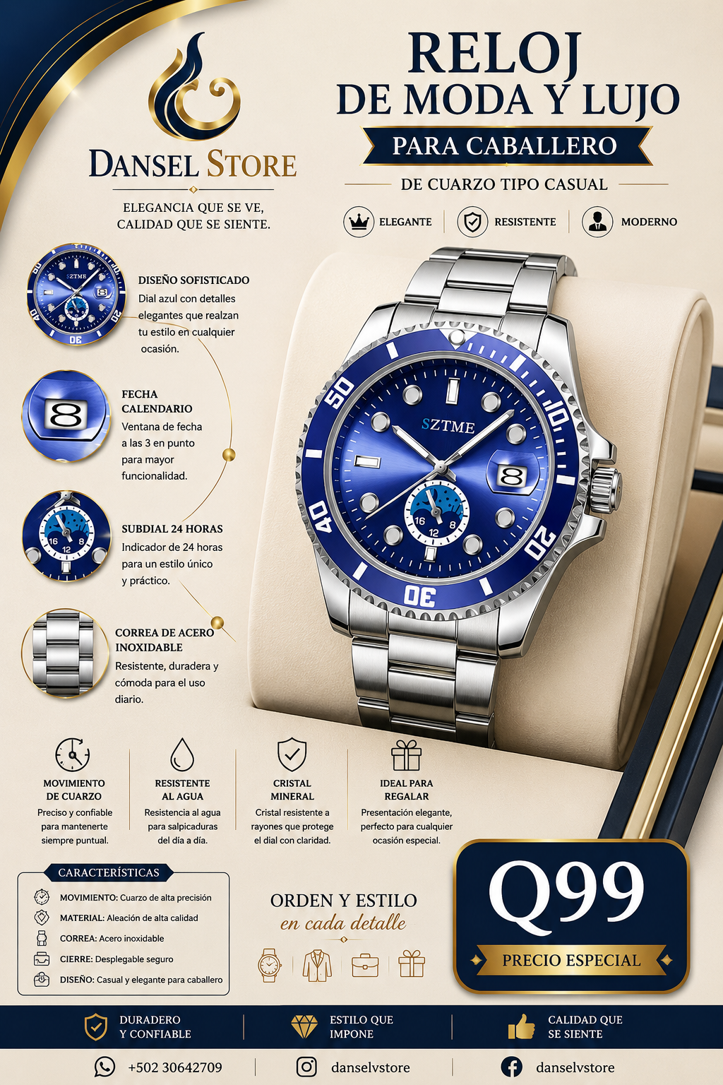 Reloj de inoxidable para caballero