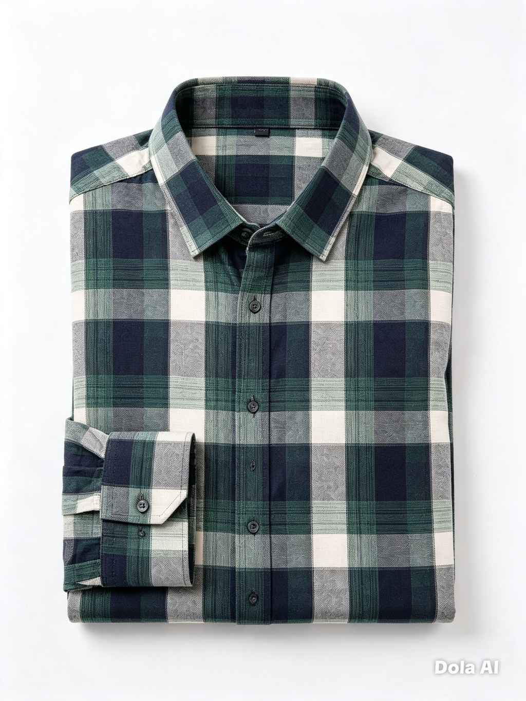 Camisa a Cuadros Verde Manga Larga