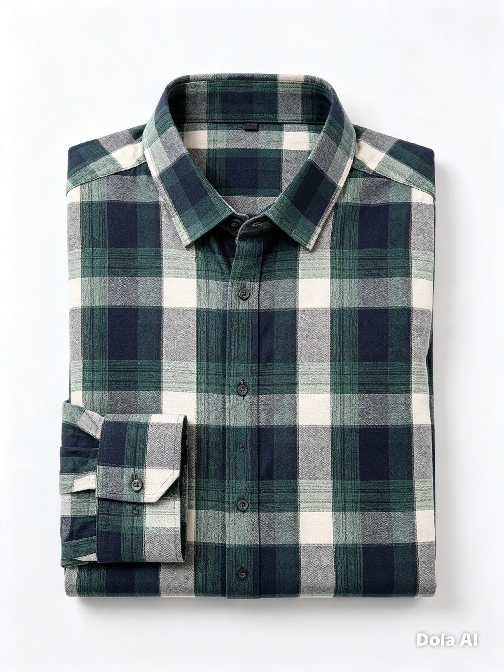 Camisa a Cuadros Verde Manga Larga
