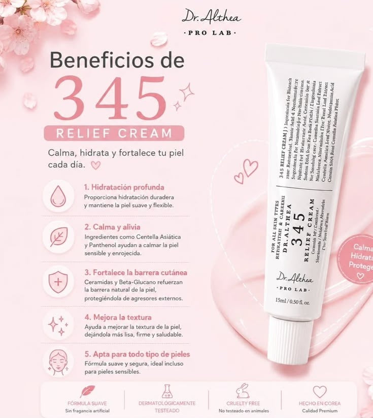 Dr. Althea 345 Relief Cream – Crema facial hidratante y calmante, 15 ml
