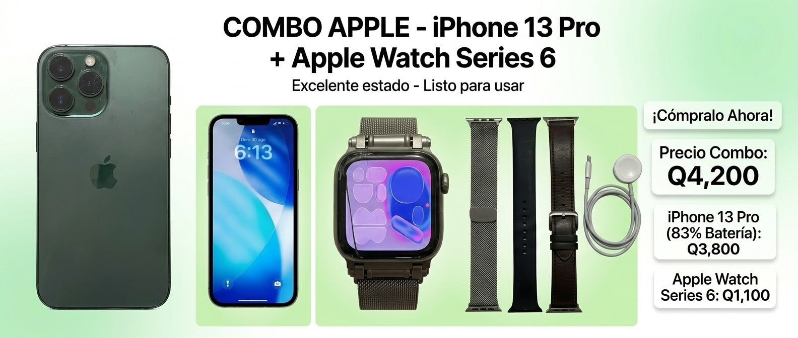 Combo Apple — iPhone 13 Pro + Apple Watch Series 6