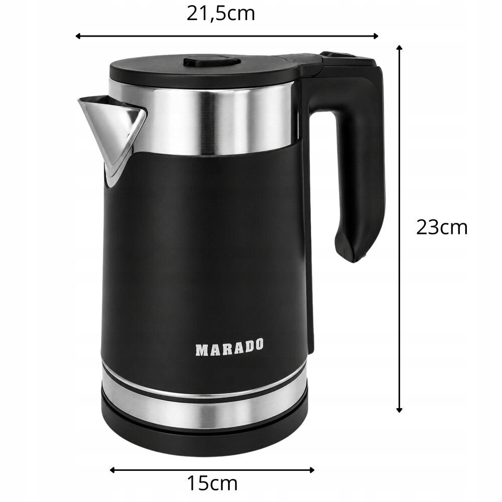 Hervidor Eléctrico MARADO Negro Acero Inoxidable 1.5L