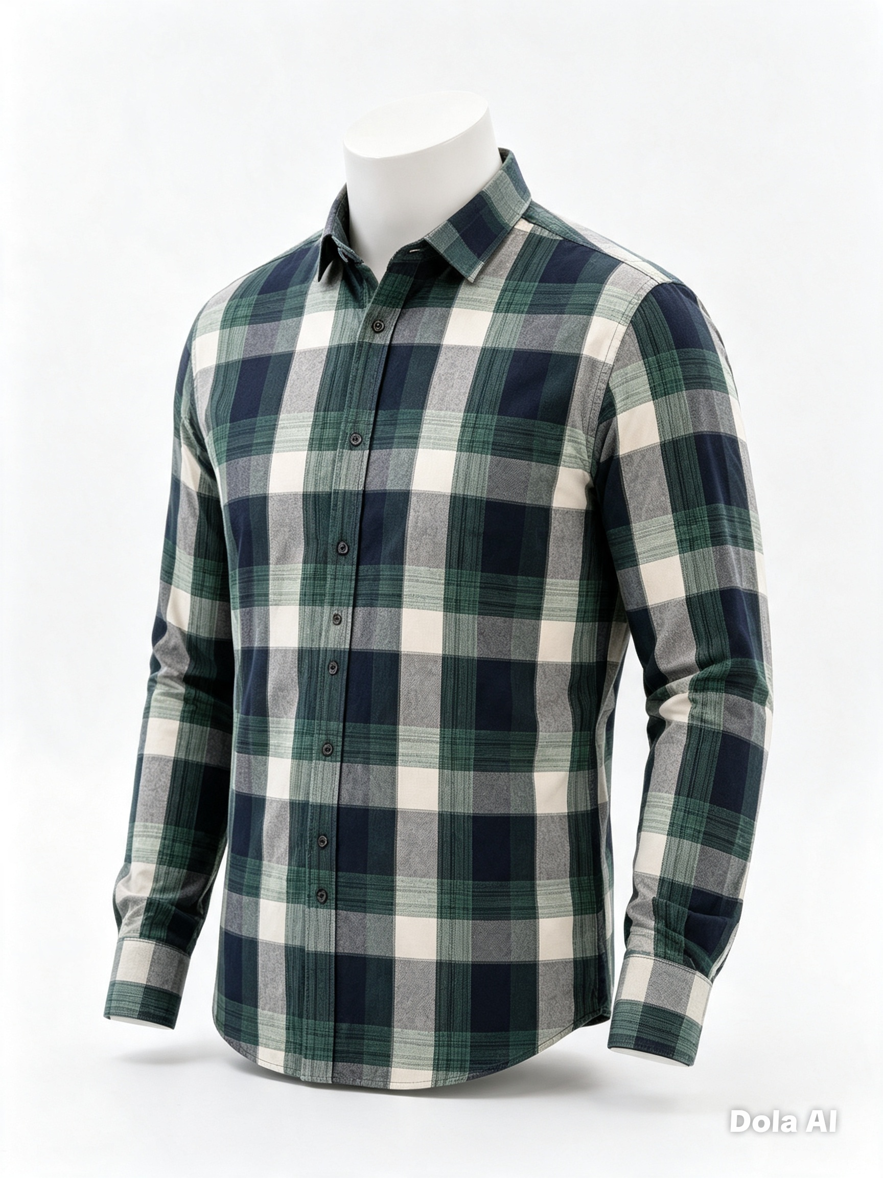 Camisa a Cuadros Verde Manga Larga