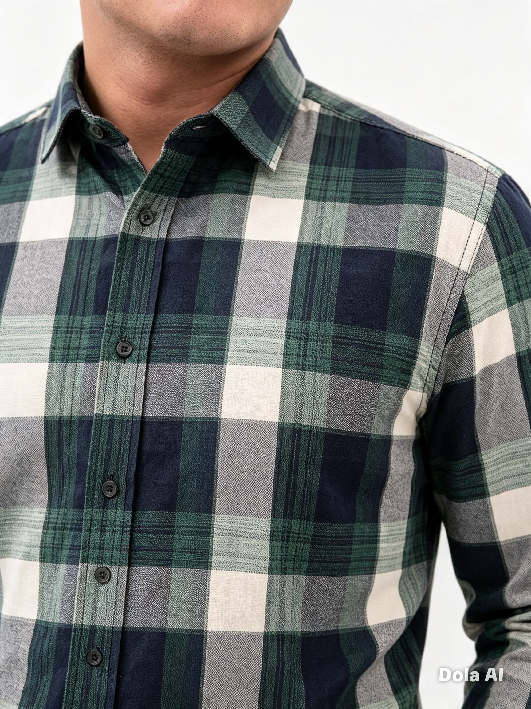 Camisa a Cuadros Verde Manga Larga