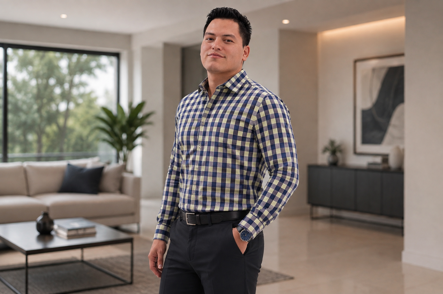 Camisa a Cuadros Manga Larga