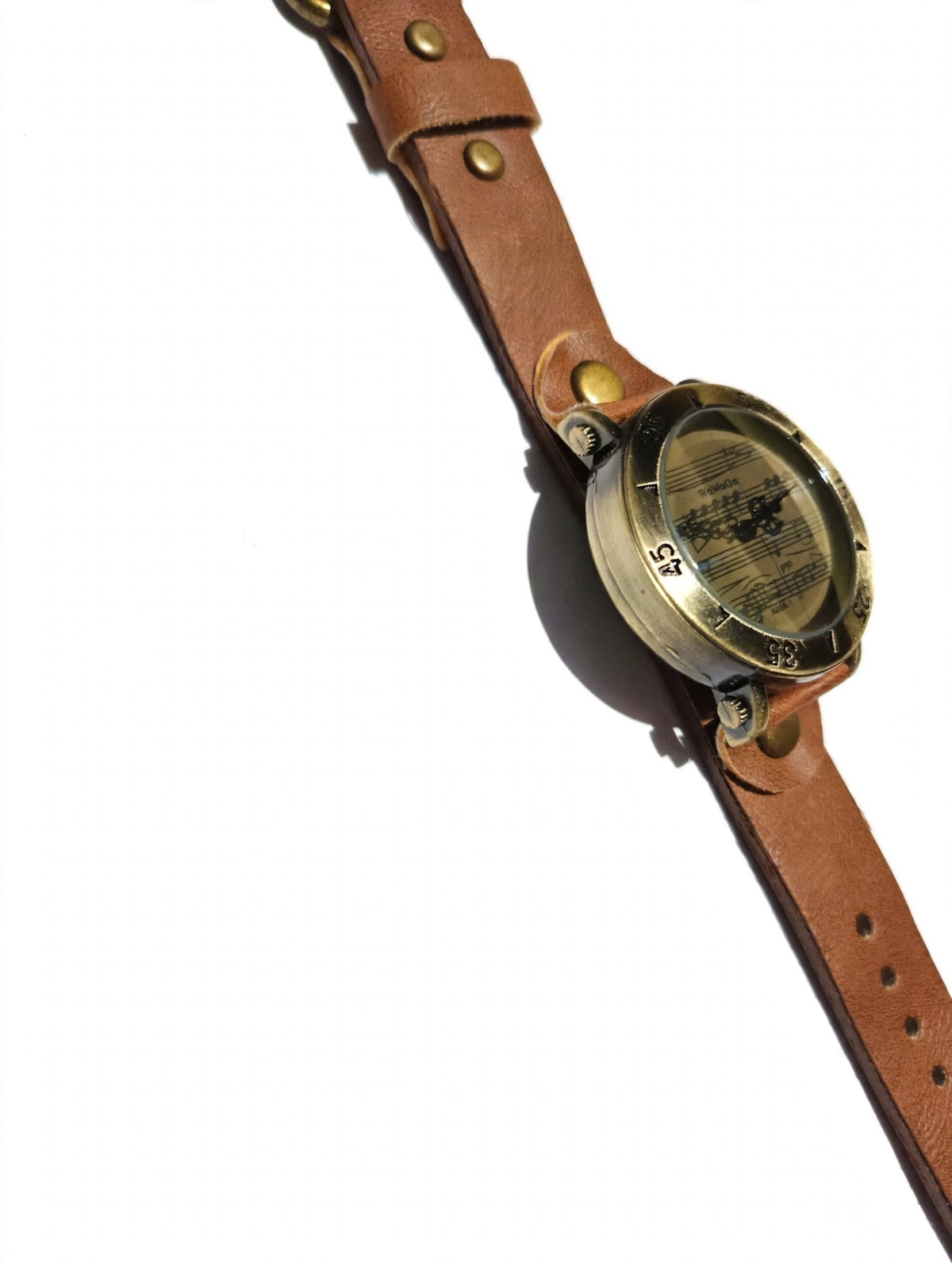 Reloj de pulsera de cuarzo con notas musicales vintage, marrón