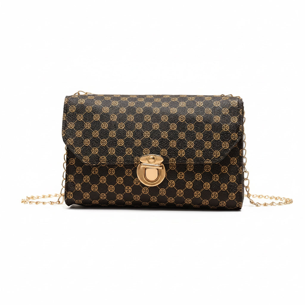 Cartera Clutch Café con Correa – Elegancia y Estilo