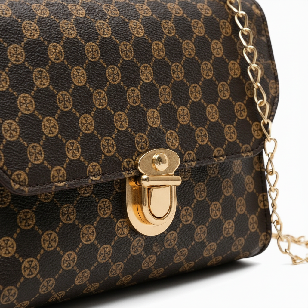 Cartera Clutch Café con Correa – Elegancia y Estilo