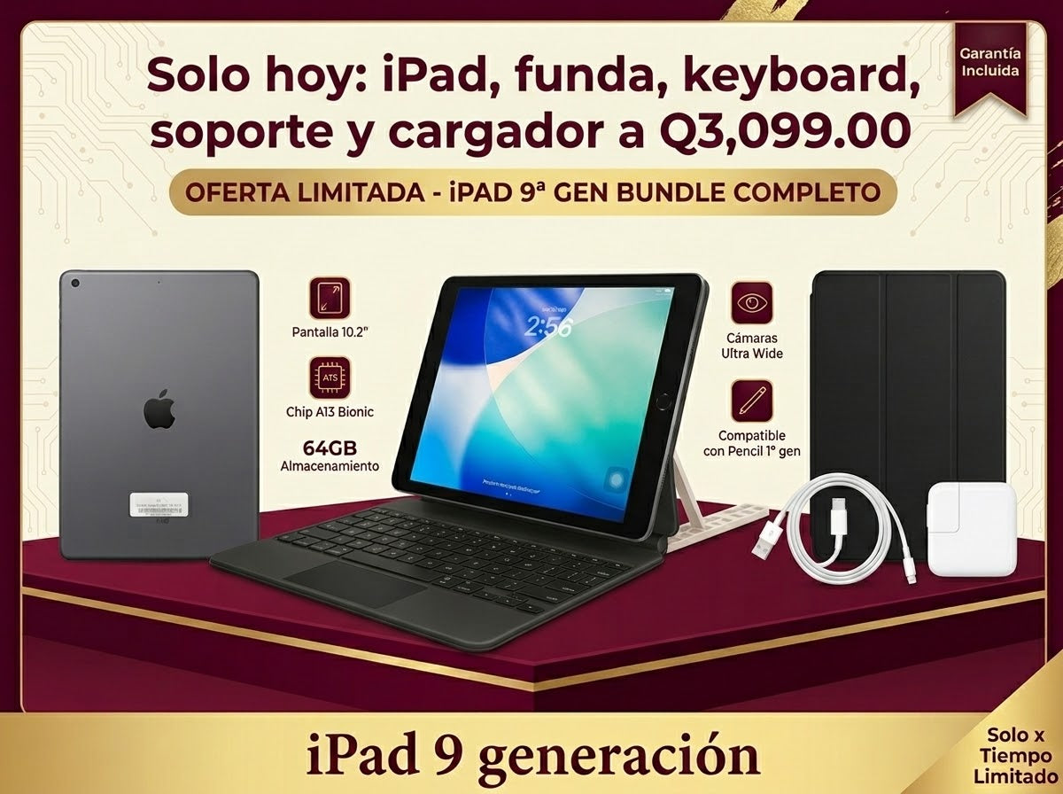 iPad 9na Generación 64GB Wi-Fi Space Gray – Bundle Completo