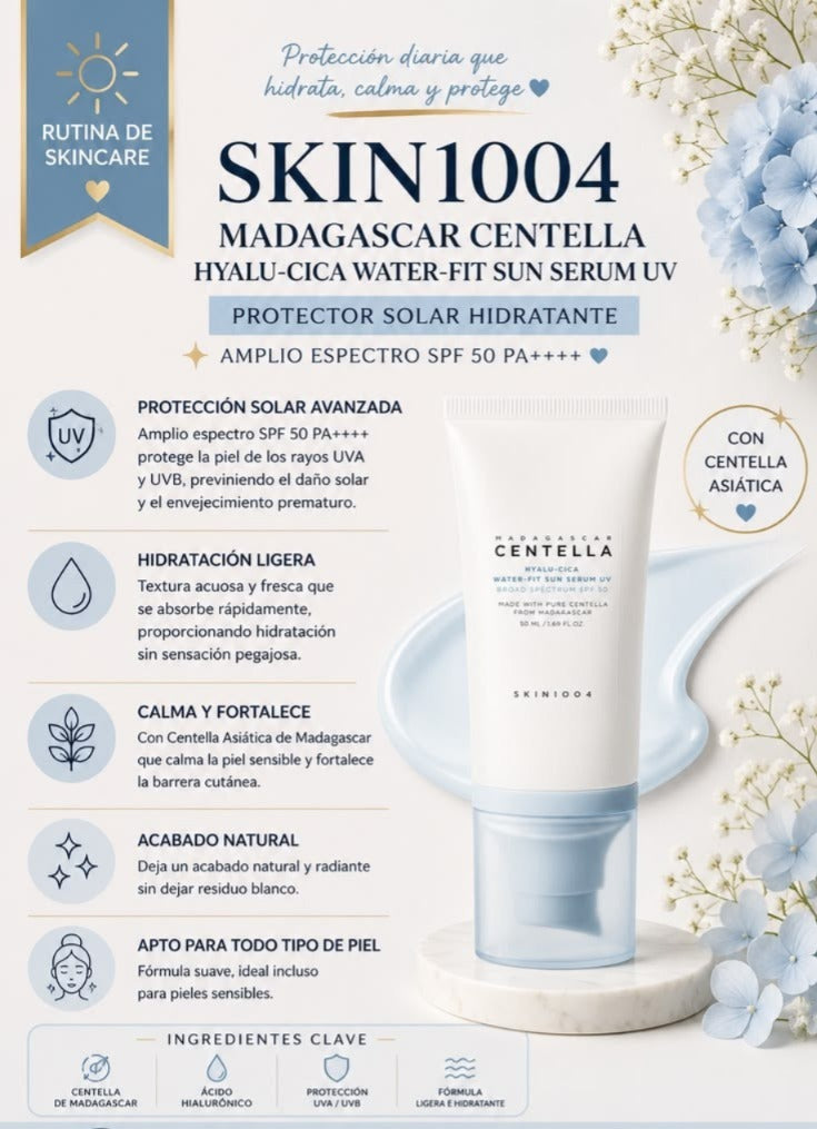 SKIN1004 Madagascar Centella Hyalu-Cica Water-Fit Sun Serum – Protector solar SPF 50 PA++++