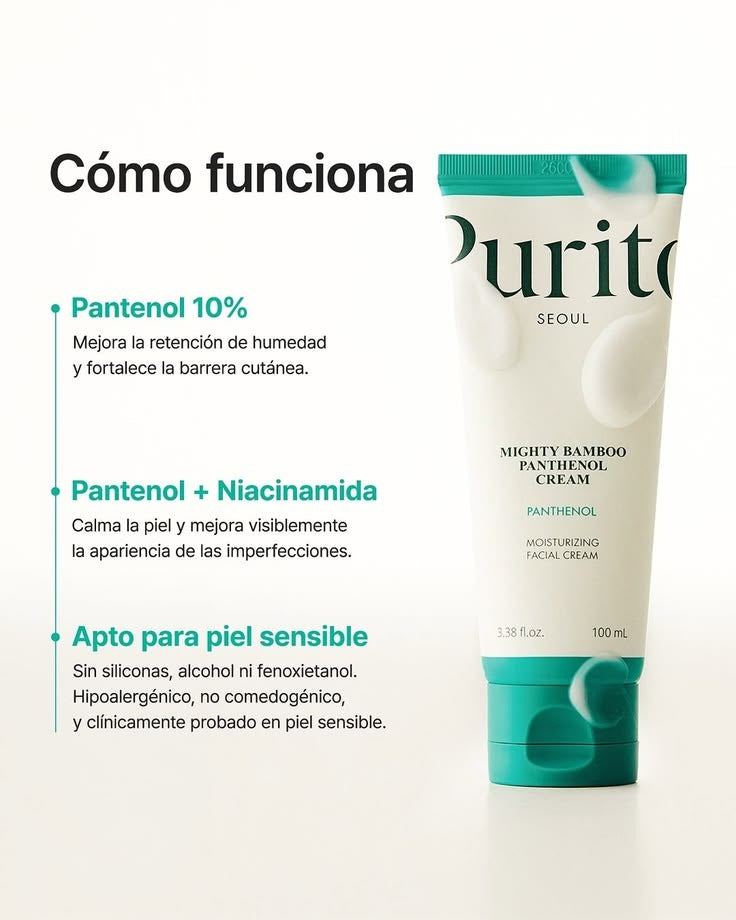 Purito Seoul Mighty Bamboo Panthenol Cream – Crema facial hidratante, 100 ml