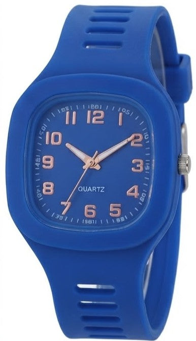 Reloj de caucho color azul estilo elegante