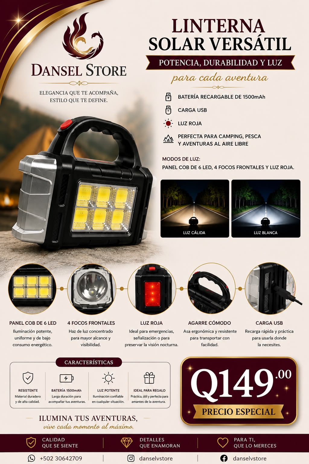 Linterna Solar Versátil