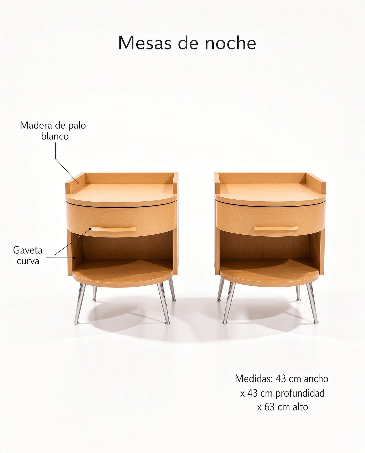 Cabecera Queen y mesas de noche de madera de pino y nogal. - Dansel Store GT#original_value#