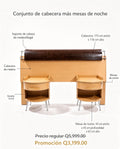 Cabecera Queen y mesas de noche de madera de pino y nogal. - Dansel Store GT#original_value#