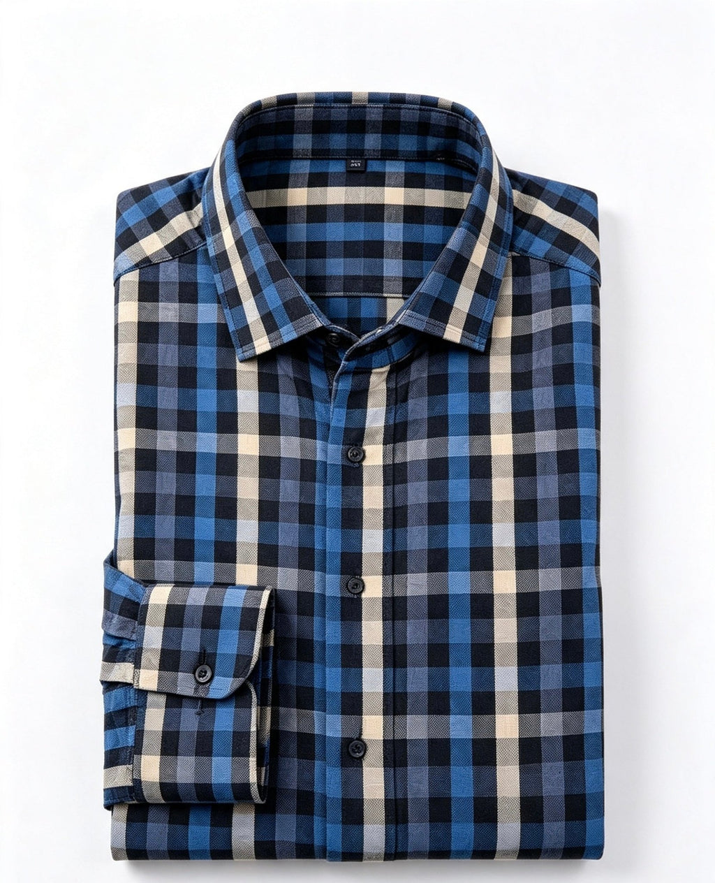 Camisa a Cuadros Azul Marino y Negro Manga Larga - Dansel Store GTCamisa a Cuadros Azul Marino y Negro Manga Larga