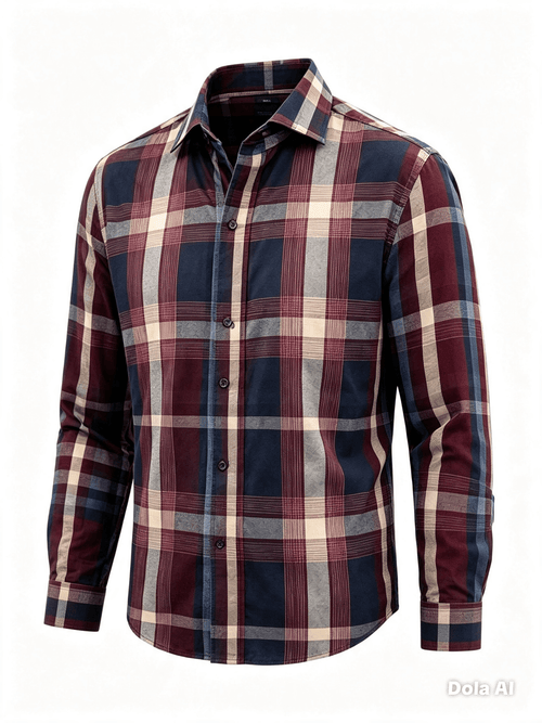 Camisa a Cuadros Borgoña Manga Larga - Dansel Store GTCamisa a Cuadros Borgoña Manga Larga