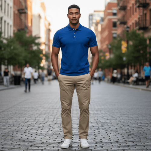 Camisa Polo Casual Azul - Manga Corta - Dansel Store GTCamisa Polo Casual Azul - Manga Corta