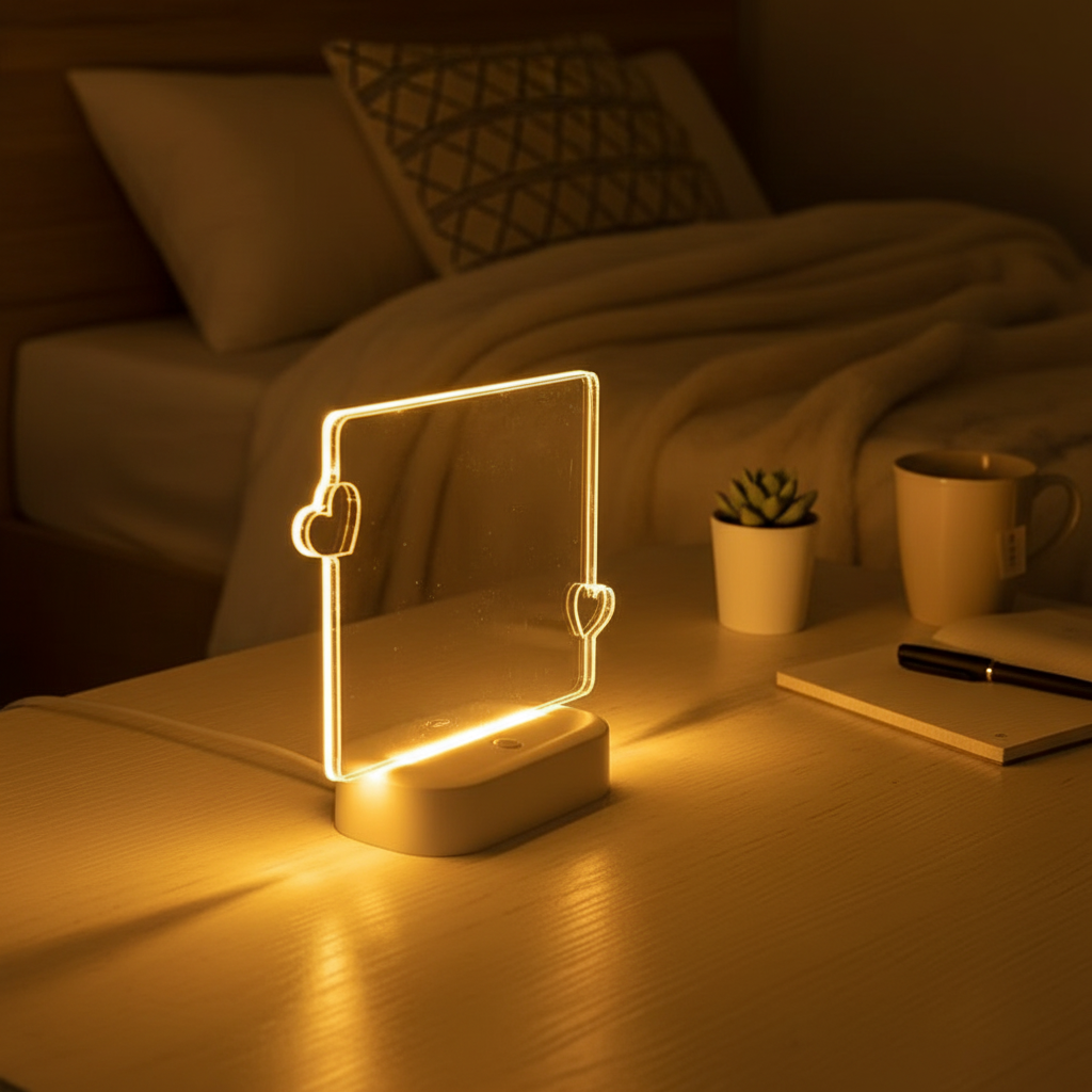 USB Lámpara de Noche Creativa 3D con Corazón Brillante y Bolígrafo
