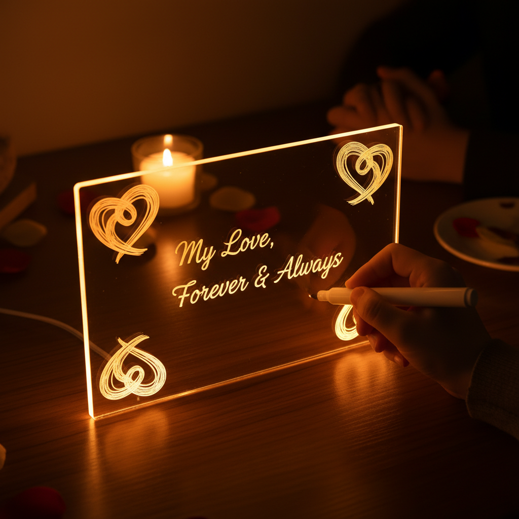USB Lámpara de Noche Creativa 3D con Corazón Brillante y Bolígrafo