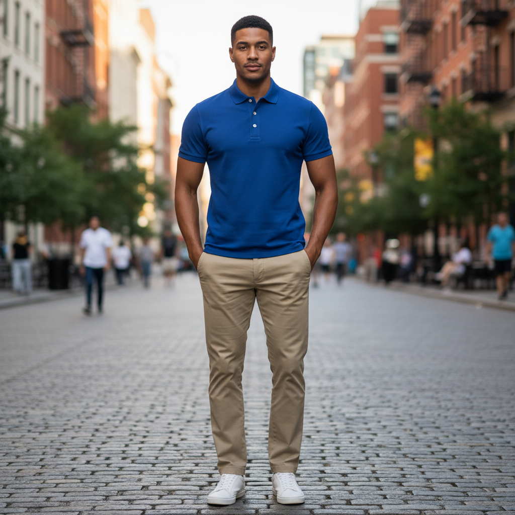 Camisa Polo Casual Azul - Manga Corta