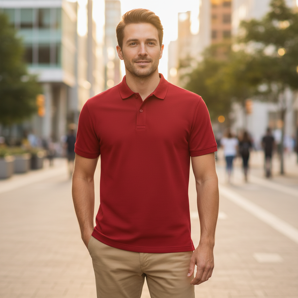 Camisa Polo Casual Roja - Manga Corta