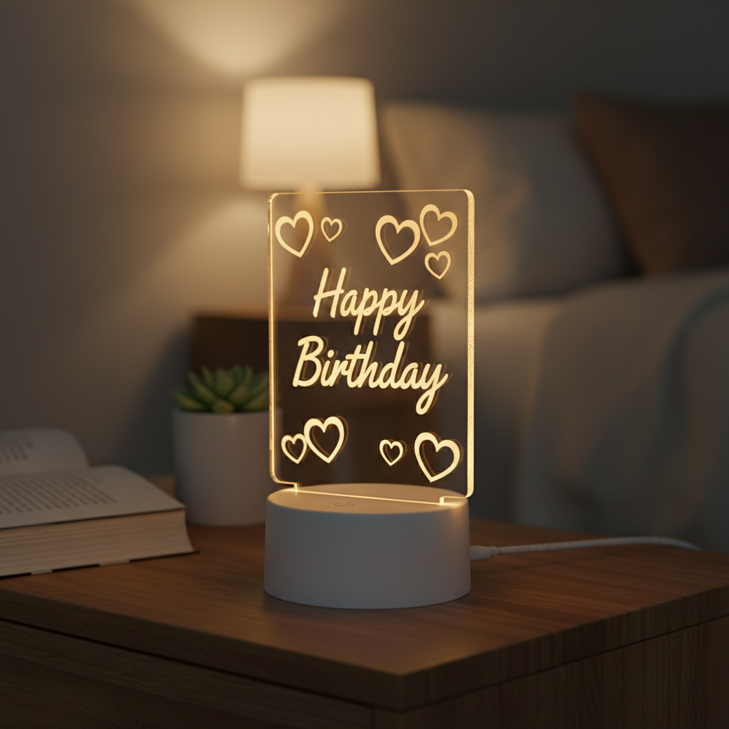 USB Lámpara de Noche Creativa 3D con Corazón Brillante y Bolígrafo
