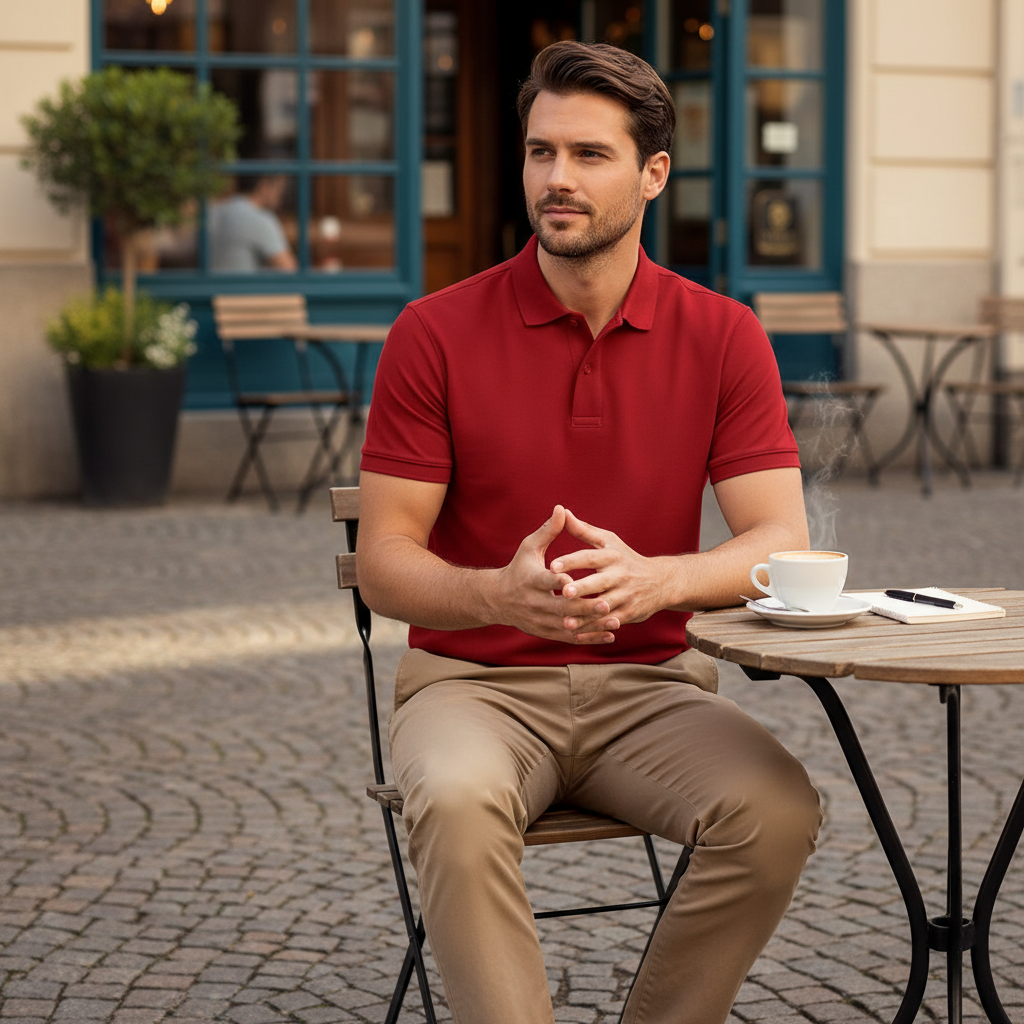 Polo Rojo Uso Café