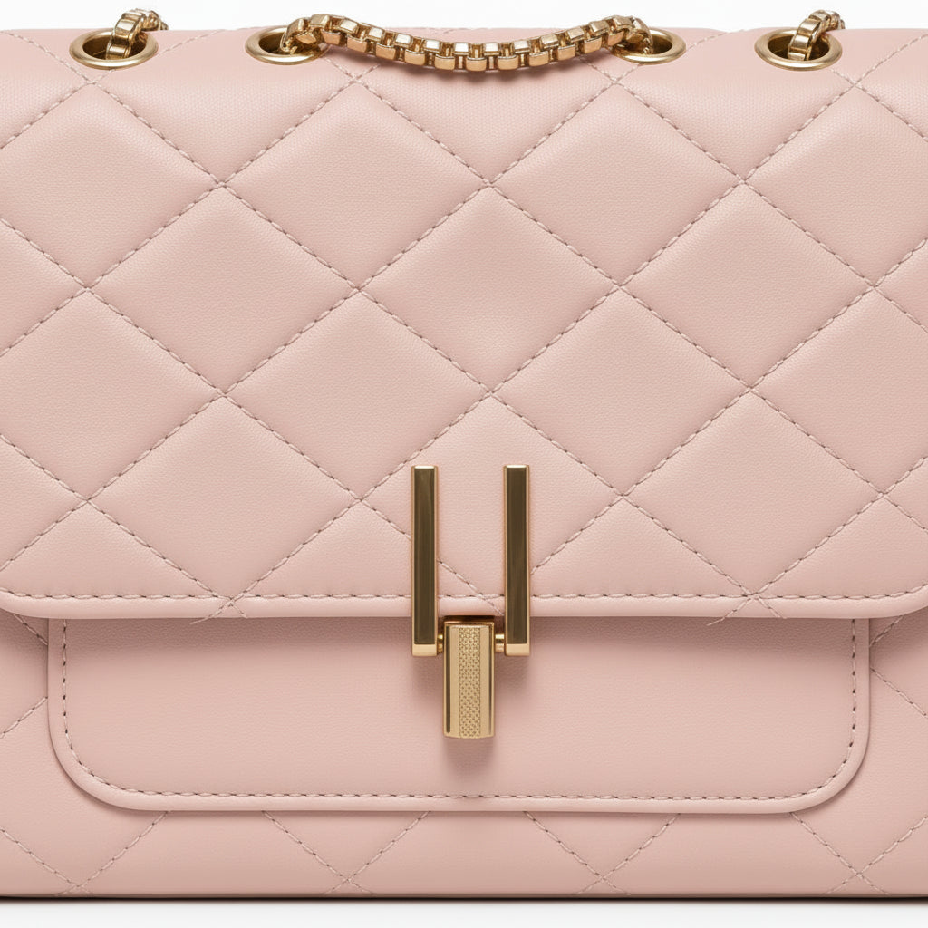 Bolso crossbody acolchado deluxe 2 tono rosa.