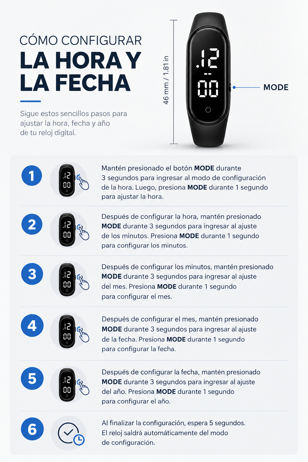 Reloj unisex digital color negro