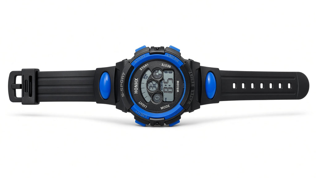 Reloj digital de silicona con pantalla LCD y correa, unisex, azul