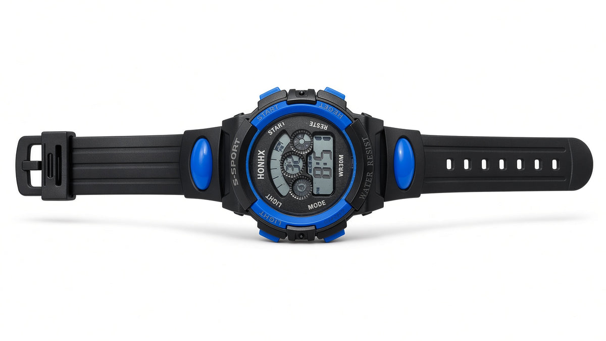 Reloj digital de silicona con pantalla LCD y correa, unisex, azul