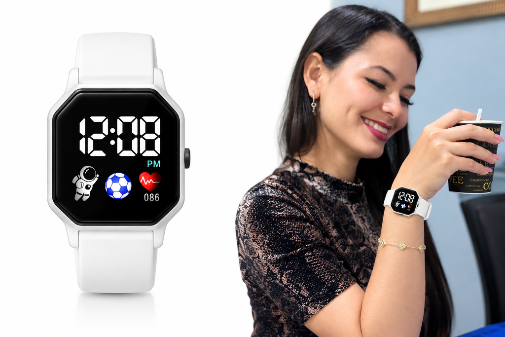 Reloj Digital de Moda Unisex con Estilo Harajuku - blanco