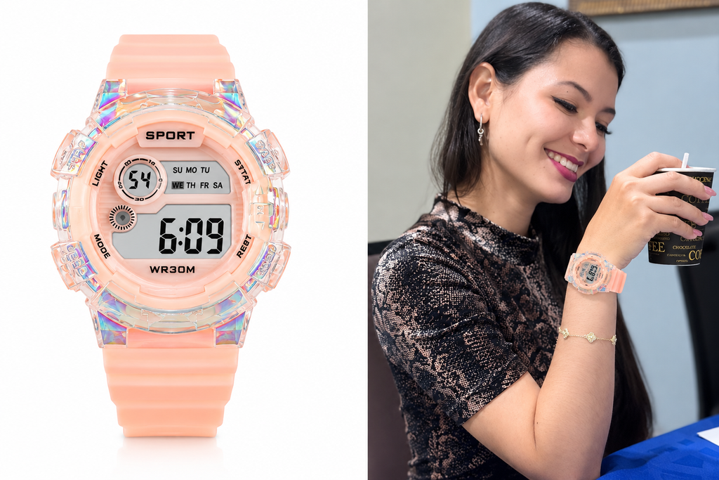 Reloj digital unisex con pantalla LED - Color Naranja