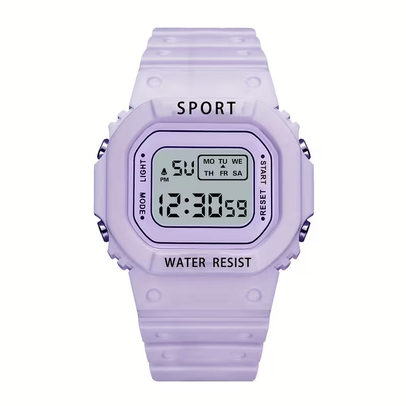 Reloj electrónico LED multifuncional para estudiantes - Morado