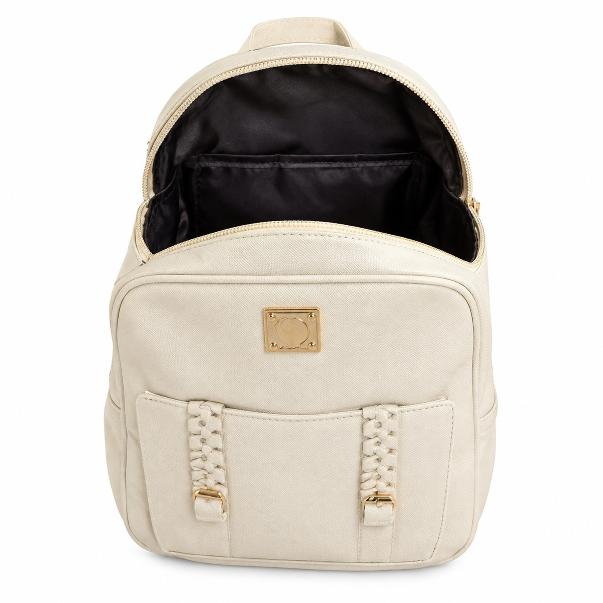 Set de Mochila Juvenil + mini circle bag y tarjetero color blanco Hueso.
