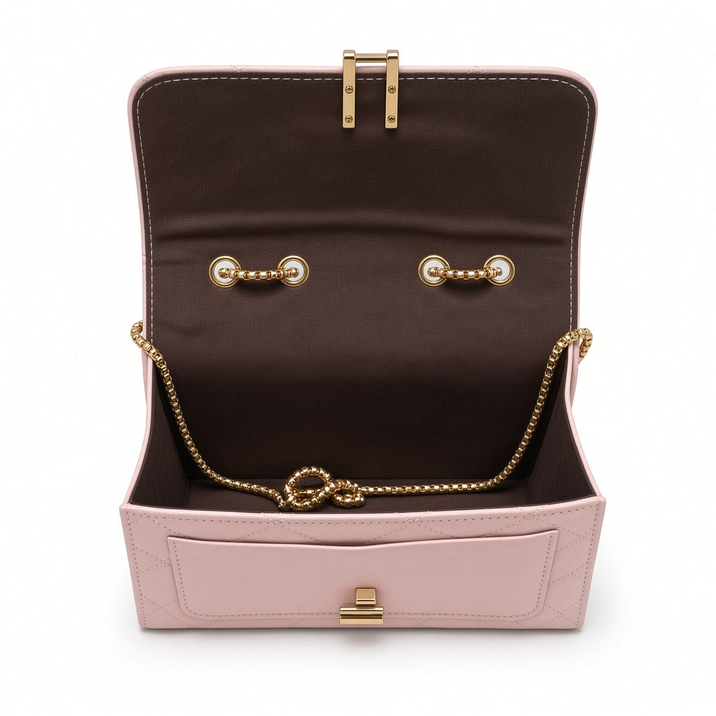 Bolso crossbody acolchado deluxe 2 tono rosa.
