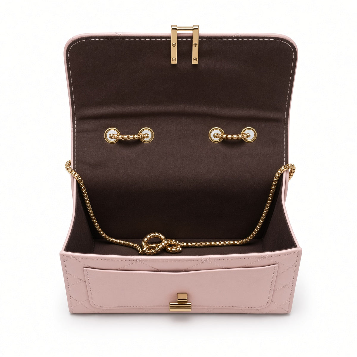 Bolso crossbody acolchado deluxe 2 tono rosa.