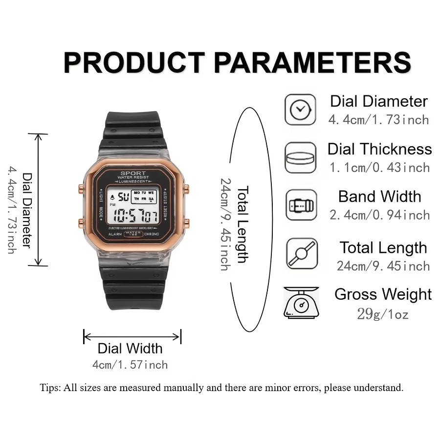 Reloj electrónico LED multifuncional para estudiantes - Morado