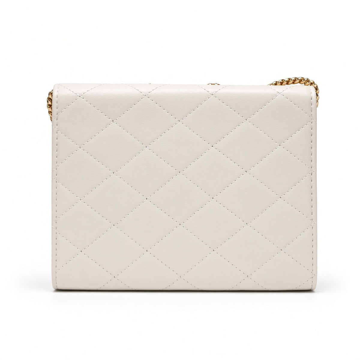 Bolso crossbody acolchado negro - detalle herraje dorado