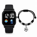 Reloj y Pulsera Futbol Caballero - Reloj LED Banda Negra