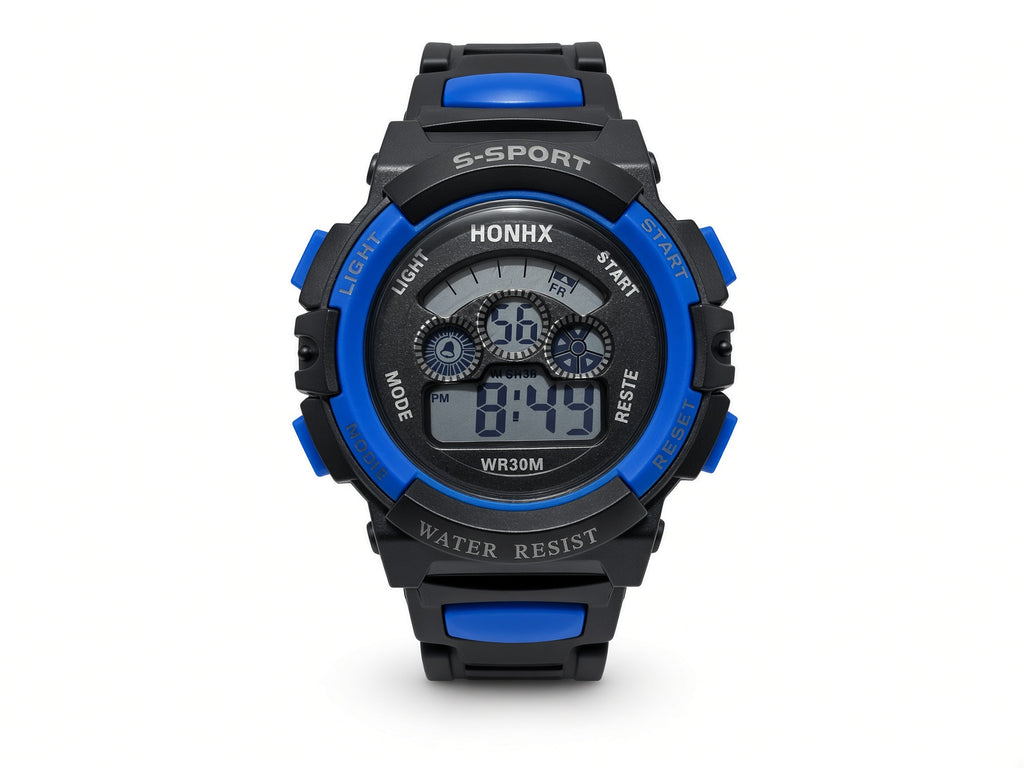Reloj digital de silicona con pantalla LCD y correa, unisex, azul