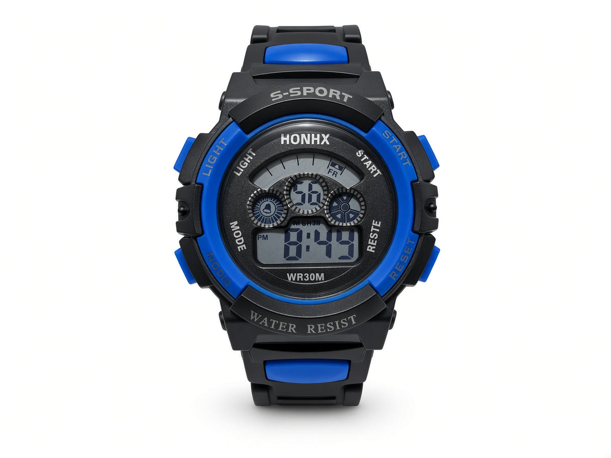 Reloj digital de silicona con pantalla LCD y correa, unisex, azul